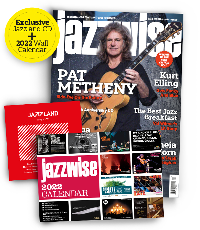 Jazzwise's tweet photo. Introducing the December 2021/January 2022 double issue of Jazzwise – Featuring interviews with Pat Metheny, Kurt Elling, Jazzmeia Horn, Mark Kavuma, plus we reveal the 2021 Albums of the Year! https://t.co/qUgAuDZH0P https://t.co/pJWDNvO3QU
