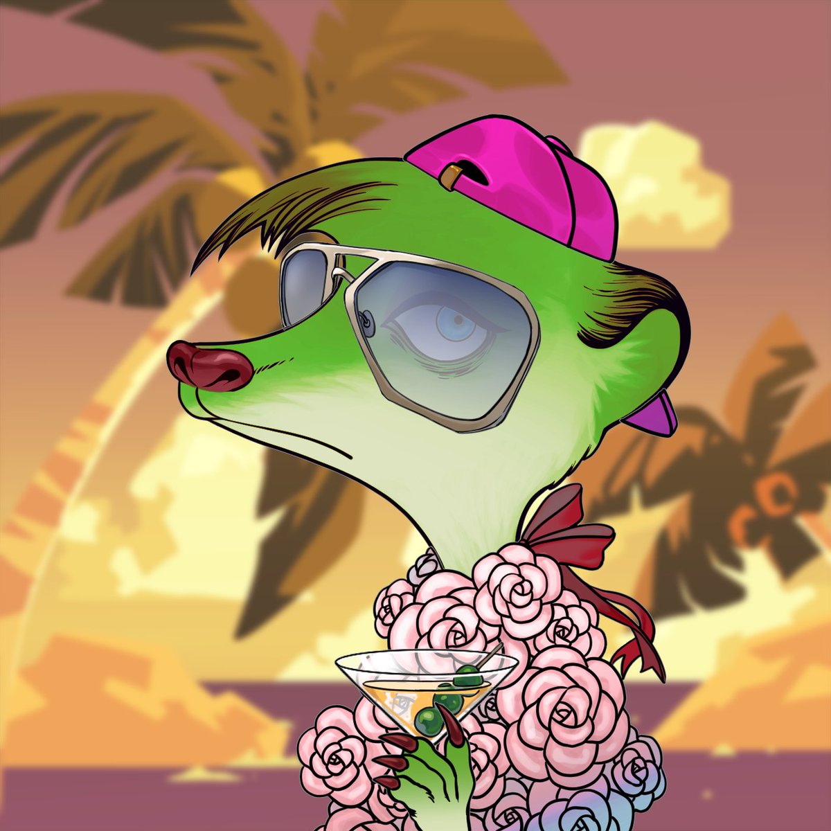 galaxymeerkats's tweet photo. Life is grand with a Martini in hand, #469 Mr.Too Glam to Give A Damn here is living the grand life 💎

#GalaXYKats #NFT https://t.co/OZ2L5iogaL