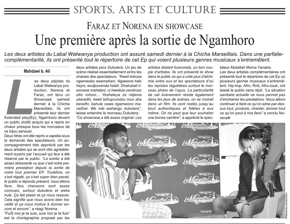 Norena80903290's tweet photo. Article sur notre show case apparue sur le journal #Alwatwan ce matin
🔗Cliquez le lien sur ma bio pour lire l'article 📰
Un grand merci au journal #Alwatwan pour cet honneur et à toute l'équipe qui ont contribué de près ou de loin à ce projet #ngamhoro 
#watwa
#SHOWCASE https://t.co/3i8gmySbVC