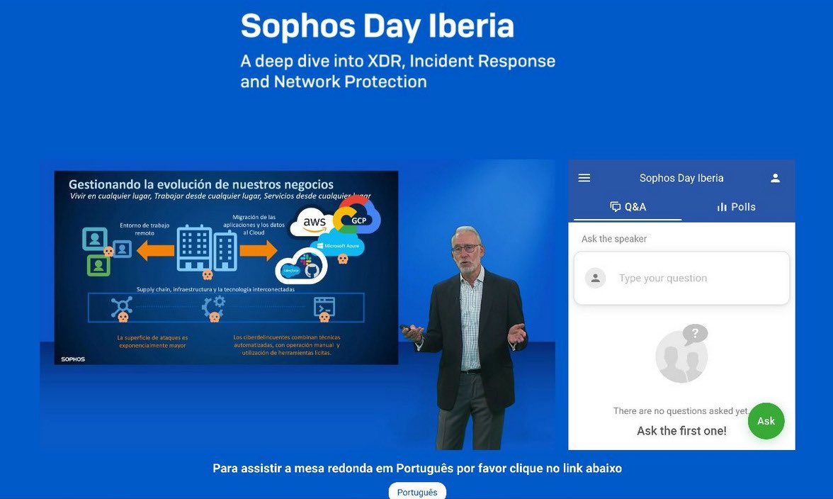 ¡Comenzamos #SophosDay2021! <a href="/ricardomatesal/">Ricardo Mate Salgado</a> nos avanza las #previsiones para el próximo año en el #panorama de #amenazas, repasando el recién lanzado Threat Report #2022 ¡No os lo perdáis!