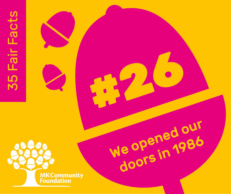 MKComFoundation's tweet photo. We opened our doors as a Community Foundation in June 1986 to start our mission of Funding Fairness in Milton Keynes with the aim of supporting local organisations who are working to help some of the most vulnerable people in our communities!
#FairFact #FundingFairness https://t.co/rjr9cYnLRO