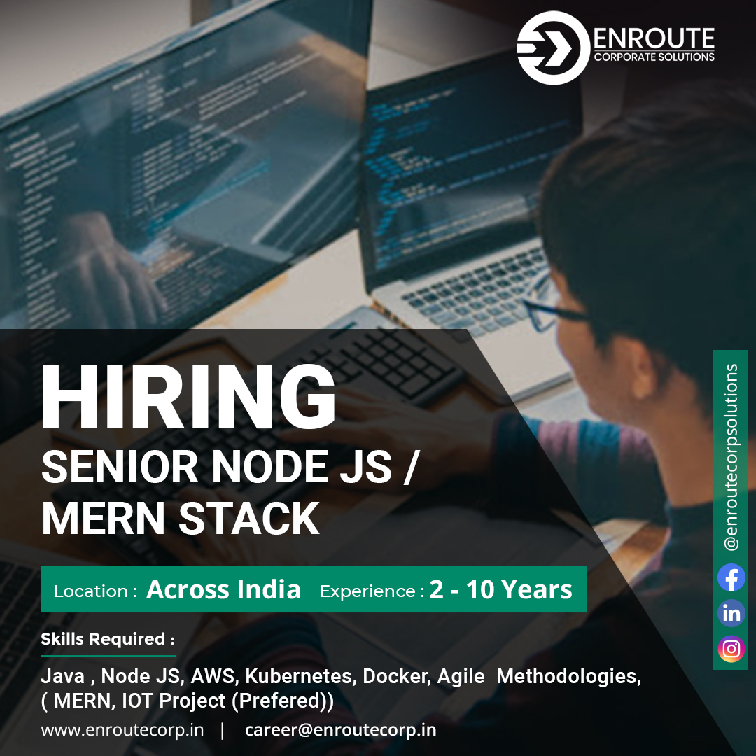 EnrouteCS's tweet photo. We are Hiring Node JS/ MERN Stack Developers across India. Apply Now! 

Experience: 2 - 10 Years
Location: Across India 

If you are interested send resumes to career@enroutecorp.in 
Call us on +91 7593848651

#hiring #MERNStack #Java #NodeJS #AWS #Kubernetes #Docker #Agile #job https://t.co/4GMx9otP2E