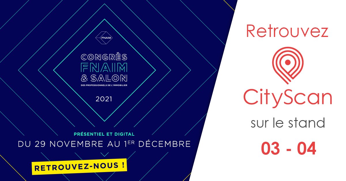 Le  #CongrèsFNAIM débute le 29 novembre au carrousel du Louvre. Venez (re) découvrir les solutions innovantes d'estimation et d'évaluation immobilières proposées par CityScan.
#immobilier #innovation #smartdata