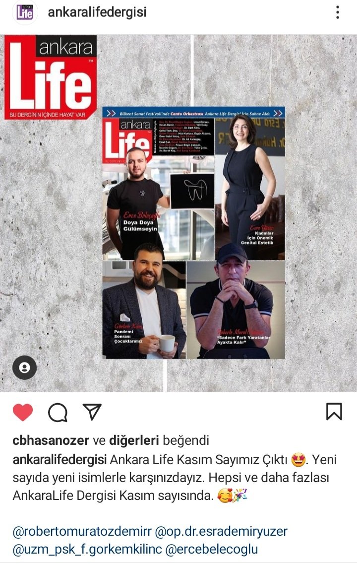 Ankara life dergisi Kasım aralık sayısında kapağa almışlar, tesekkur ederim!