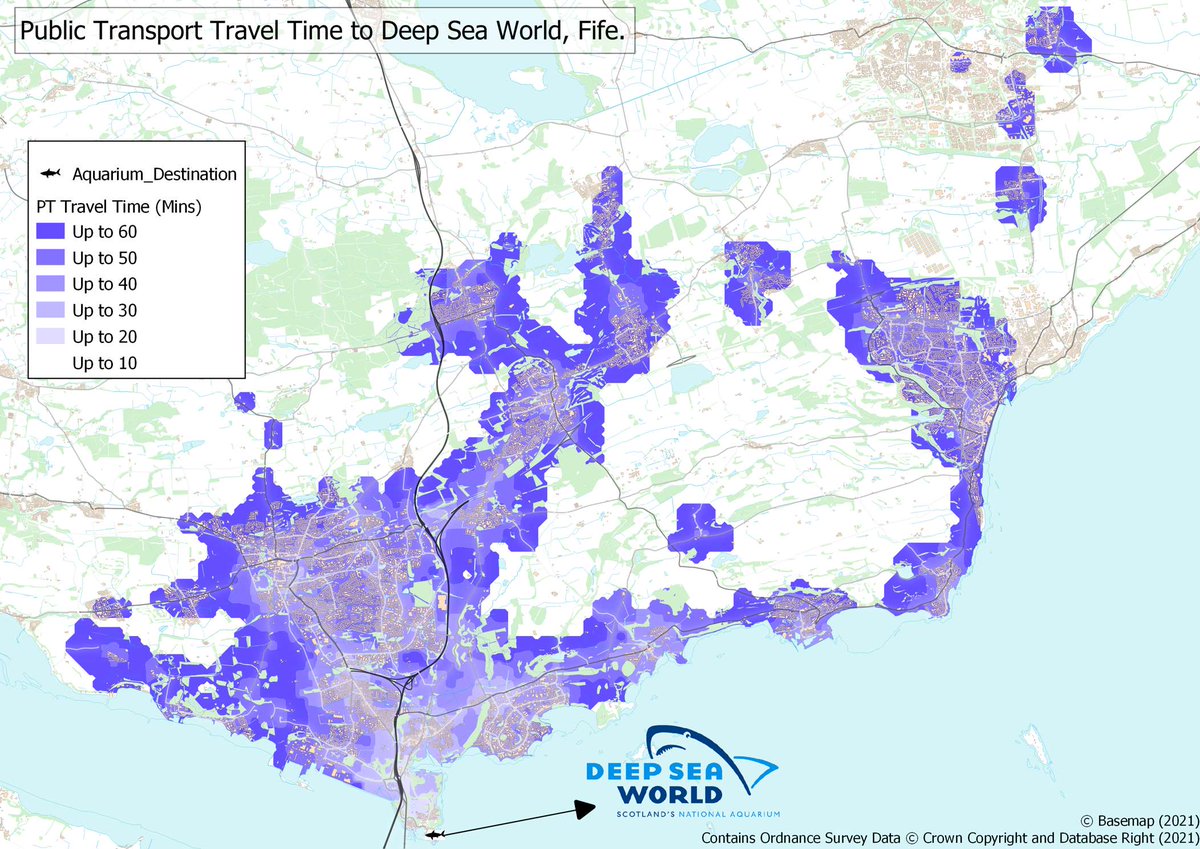basemap's tweet photo. Day 18's category is #water for the #30DayMapChallenge. With this one we decided to think outsi... Inside the tank to show a #PublicTransport travel time to #DeepSeeWorld in #Fife. Baby shark do do do Baby shark do do... Does anyone else have this song stuck in their head now? https://t.co/oNWWsPCUGS