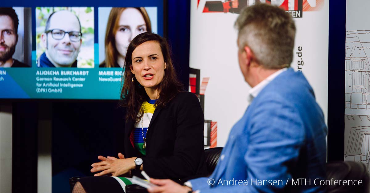 MIZBabelsberg's tweet image. Letzte Woche haben wir auf der #MTHCon2021 mit @nikolausr und u.a. @MarcelTuljus, @S_Schicketanz, @zehnzehen, @mabb_de-Direktorin Eva Flecken, @horn_tobewild, @albu &amp;amp; @Marie_E_Richter über #KI im Journalismus und in der Medienwelt diskutiert. Thanks for having us @MTH_Conference!