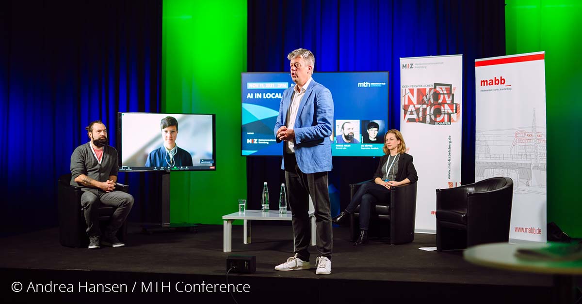 MIZBabelsberg's tweet image. Letzte Woche haben wir auf der #MTHCon2021 mit @nikolausr und u.a. @MarcelTuljus, @S_Schicketanz, @zehnzehen, @mabb_de-Direktorin Eva Flecken, @horn_tobewild, @albu &amp;amp; @Marie_E_Richter über #KI im Journalismus und in der Medienwelt diskutiert. Thanks for having us @MTH_Conference!