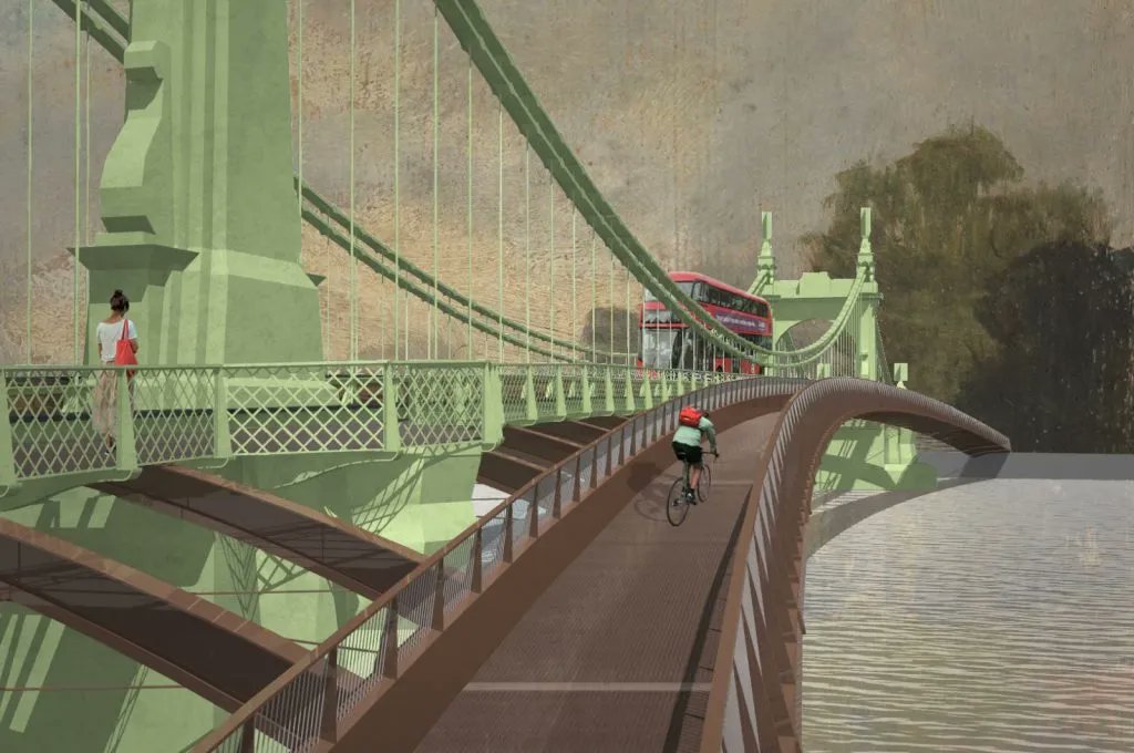 ncedigital's tweet photo. Hammersmith Bridge | Rival design by @BaynesMitchell and @MHA_tweets removes need for expensive strengthening 

Full story: https://t.co/1junqtqv2J

#Construction #Engineering #CivilEngineering #Hammersmith #HammersmithBridge https://t.co/HxTqKOeYb5
