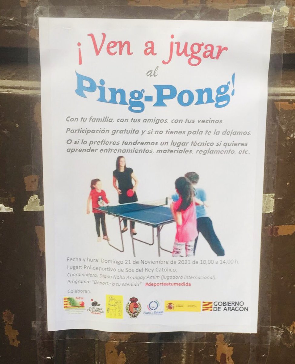 sábado 21 de noviembre, de 10 a 14 horas, en el Polideportivo de Sos del Rey Católico.