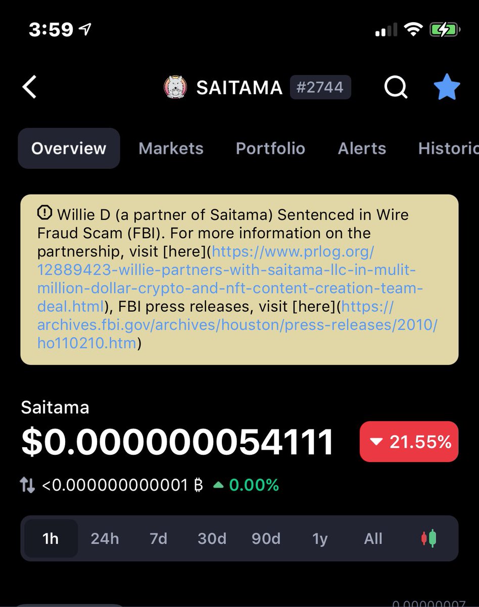 realDariusAllen's tweet photo. @CoinMarketCap wth is up with this old ass article 😂 this is a joke right? Price manipulation much? #saitama dont mess with the #Wolfpack https://t.co/m2S8Ot3TDK