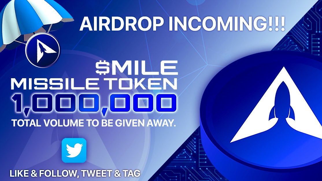 bscmissile's tweet photo. BSC Ecosystem has been growing exponentially in the last 12 months. Thus, Missile (MILE) tokens will be developed within the BSC infrastructure.

To push this up, AIRDROP IS COMING!
1 Million $MILE be dropped.

To Join:
✔️LIKE &amp; FOLLOW
✔️RETWEET
✔️TAG 3 FRIENDS

#missilelaunch https://t.co/mUNnWc5cPR