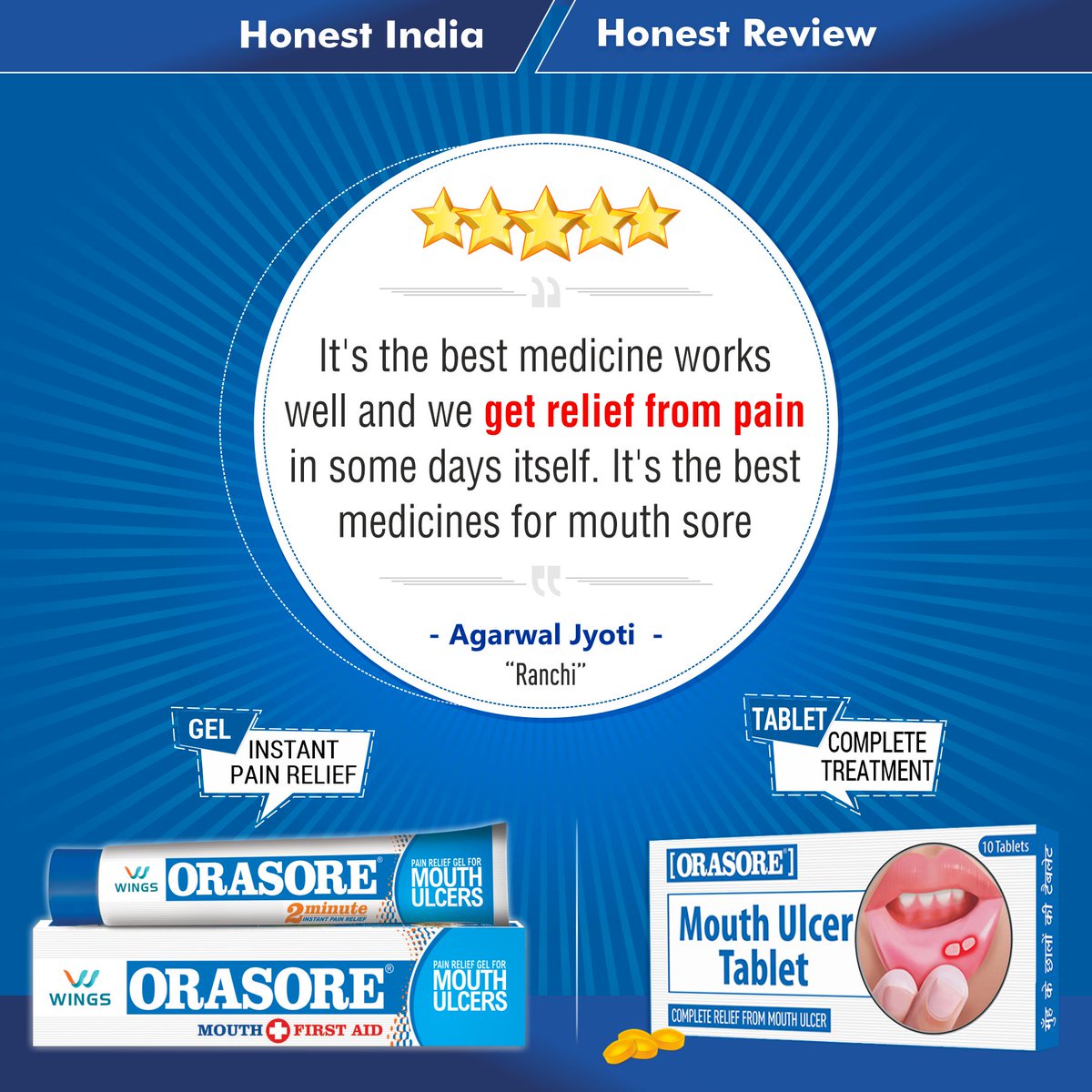 orasoregel's tweet photo. 🇮🇳 Honest India, Honest Reviews ✅

Thanks Jyoti 👍

Complete treatment for #MouthUlcers👌

#Orasore is the Most Effective Brand For Mouth Ulcers in India.

✅ #OrasoreGel for quick #PainRelief &amp; #OrasoreTablet for complete treatment! 👍👍
✅ Buy @Amazon : https://t.co/t4nN2eM7pM https://t.co/ui9uUpc8dH