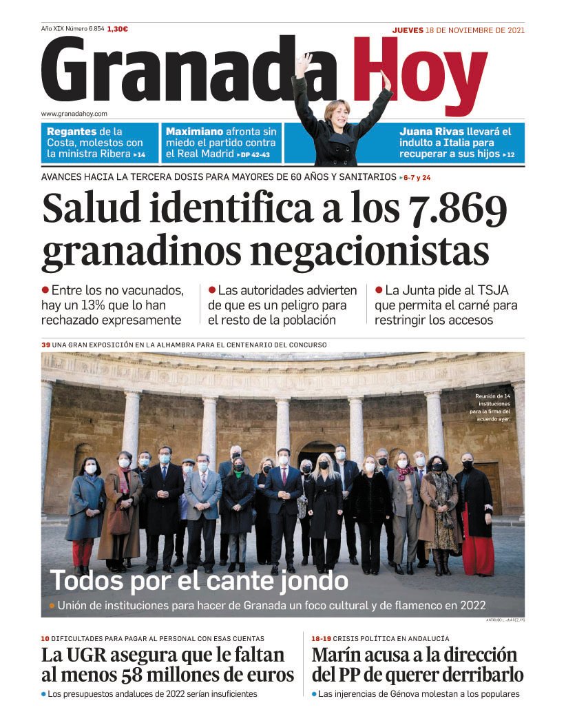 granadahoy's tweet photo. ¡Buenos días! Esta es la portada de la edición de papel en este 18 de noviembre de 2021. Toda la actualidad del día en https://t.co/X8TZ3bXOme https://t.co/mxntHWDRdx