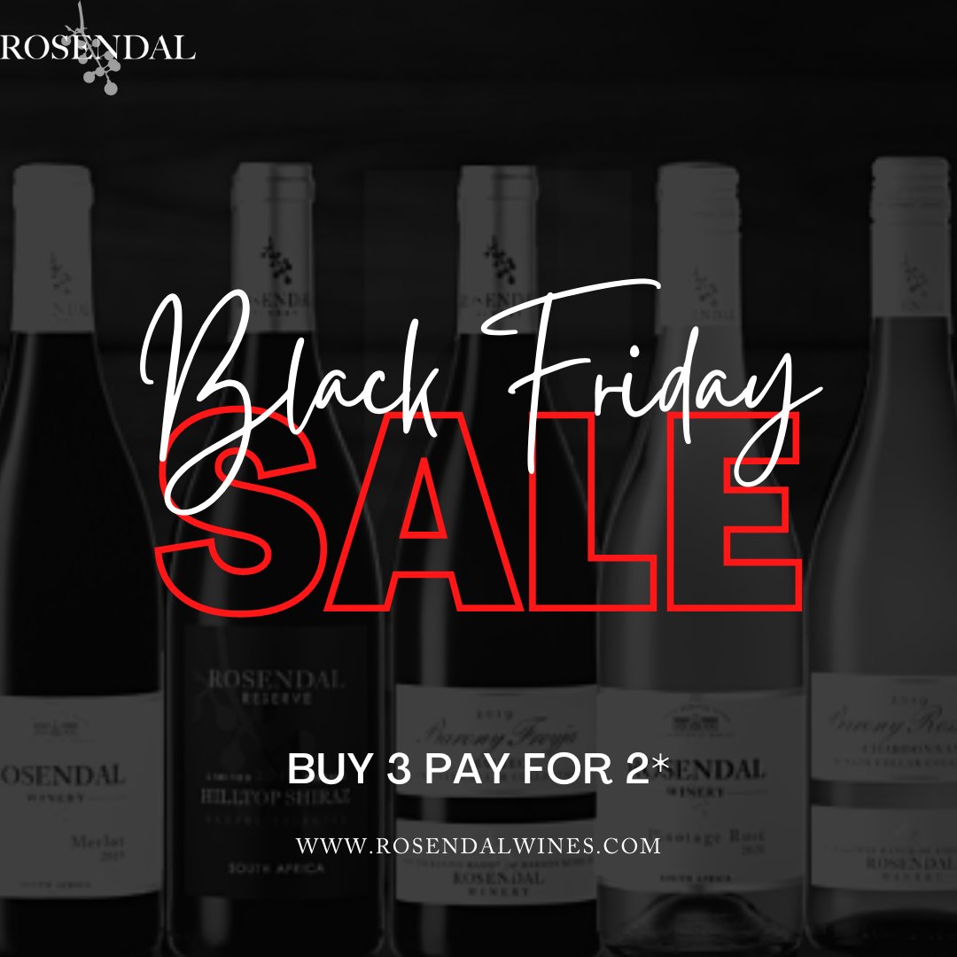 😁We are doing things a little differently with our early Black Friday promotion! 

🎉 If you buy any 3 cases of Rosendal Wines, you will get your cheapest case FREE. You also get FREE delivery! What are you waiting for? Order today! 🎁

rosendalwines.com/collections/sp…

#blackfriday