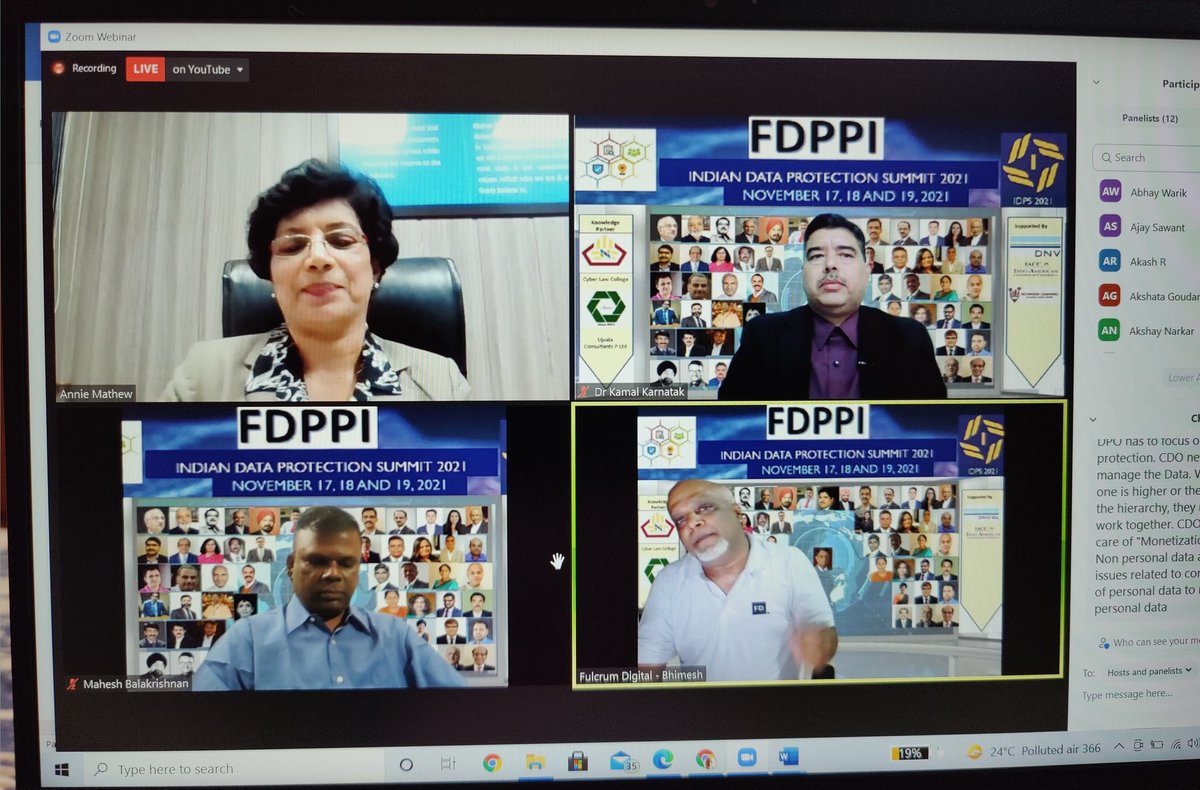 Sparya's tweet photo. 1/2
#FDPPI's 2nd Indian Data Protection Summit (#IDPS2021)has rec'd overwhelming response on its 1st day yesterday.
Head of committee who drafted #PDPB2018 and #PDPB2019 , justice BN Srikrishna delivered excellent key note
Welcome address by myself &amp; inaugral note by @Naavi https://t.co/Okjgk2tKBO