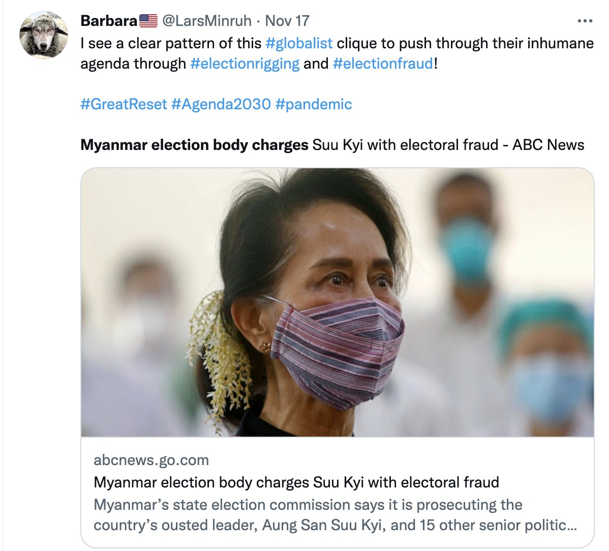 Concerning to see alt-right/Trump supporters from the USA celebrating the #Myanmar military terrorists' sham trial and using Myanmar as a pawn to support their fascist agenda. Stop using the horrific situation in Myanmar for your gain.