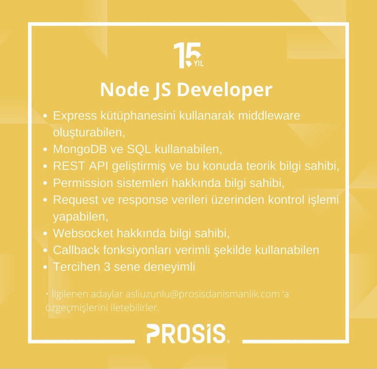 Danışmanlığını yapmakta olduğumuz iş ortağımız için Node JS Developer arıyoruz. Yeni iş fırsatları ile ilgilenen adaylarımız detaylar için bizimle iletişime geçebilirler.

📍İstanbul

#nodejsdeveloper #nodejs #işilanı #jobadvertisement