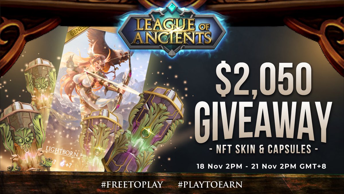 LOAOfficialMOBA's tweet image. ✨$2,050 NFT Giveaway!!✨

Top 1 &amp;amp; 2 : Genesis Skins
Top 3, 4 &amp;amp; 5 : Alpha Capsules
Top 6, 7, 8, 9 &amp;amp; 10 : Beta Capsules 

🔥10 AMAZING Prizes to be given out before Pre-Sales!

Gleam : bit.ly/30zrkOq 

#BSC #PlaytoEarn #FreetoPlay #GameFi #Metaverse