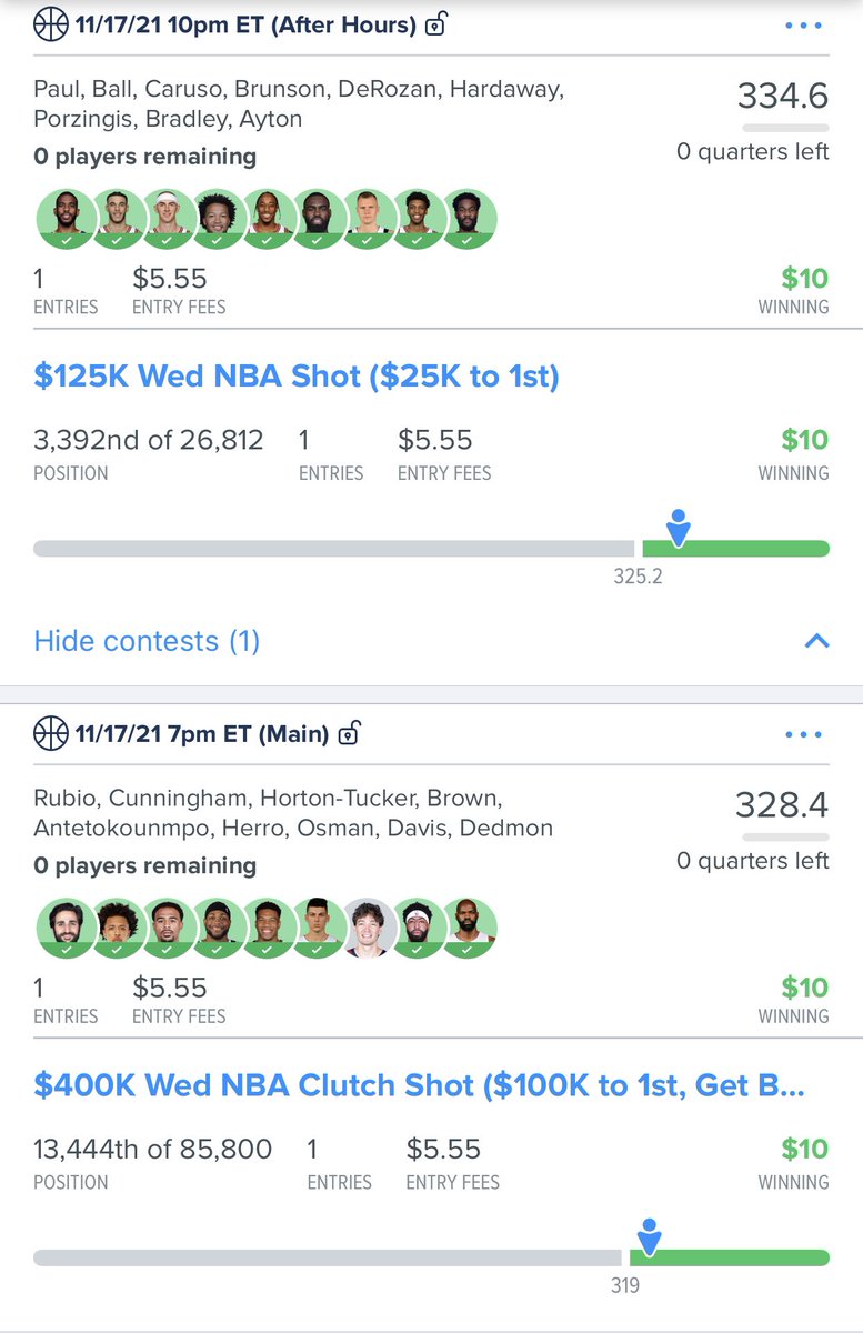 PerfectPicksDFS's tweet image. When you come in the top 1K in both an 86K & 26K entry contest, it’s usually a solid night. Wish we played more than 4 late slate lines: we were only 1 player off the optimal in 2 lines (Nance was the right call)! Dont miss your chance to join the #NBA & #NFL 🔥 streak we’re on!