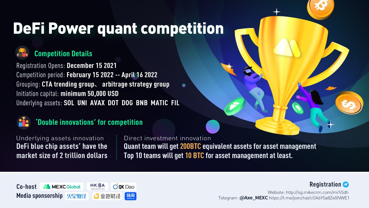 MEXC's tweet photo. Calling for all traders to join the #DeFi Power quant competition - Up to 50,000 $USDT for grabs 🏆

Assets: $SOL $UNI $AVAX $DOT $DOT $DOG $BNB $MATIC $FIL

Cohosted by @MEXC_Global #HKBA #QKDao

SIGN UP ➡️ https://t.co/LcKqegkLpn https://t.co/55toiSG96h