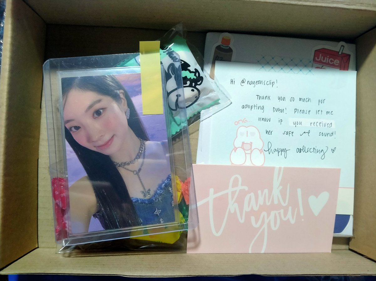 natzuprio's tweet photo. hi @http_sanayeon , dubu arrived safely ❤️ super qt ng packaging, and thank u sa freebies 🥰❤️
#httpsnyfeedback https://t.co/DwYoMgfXdE