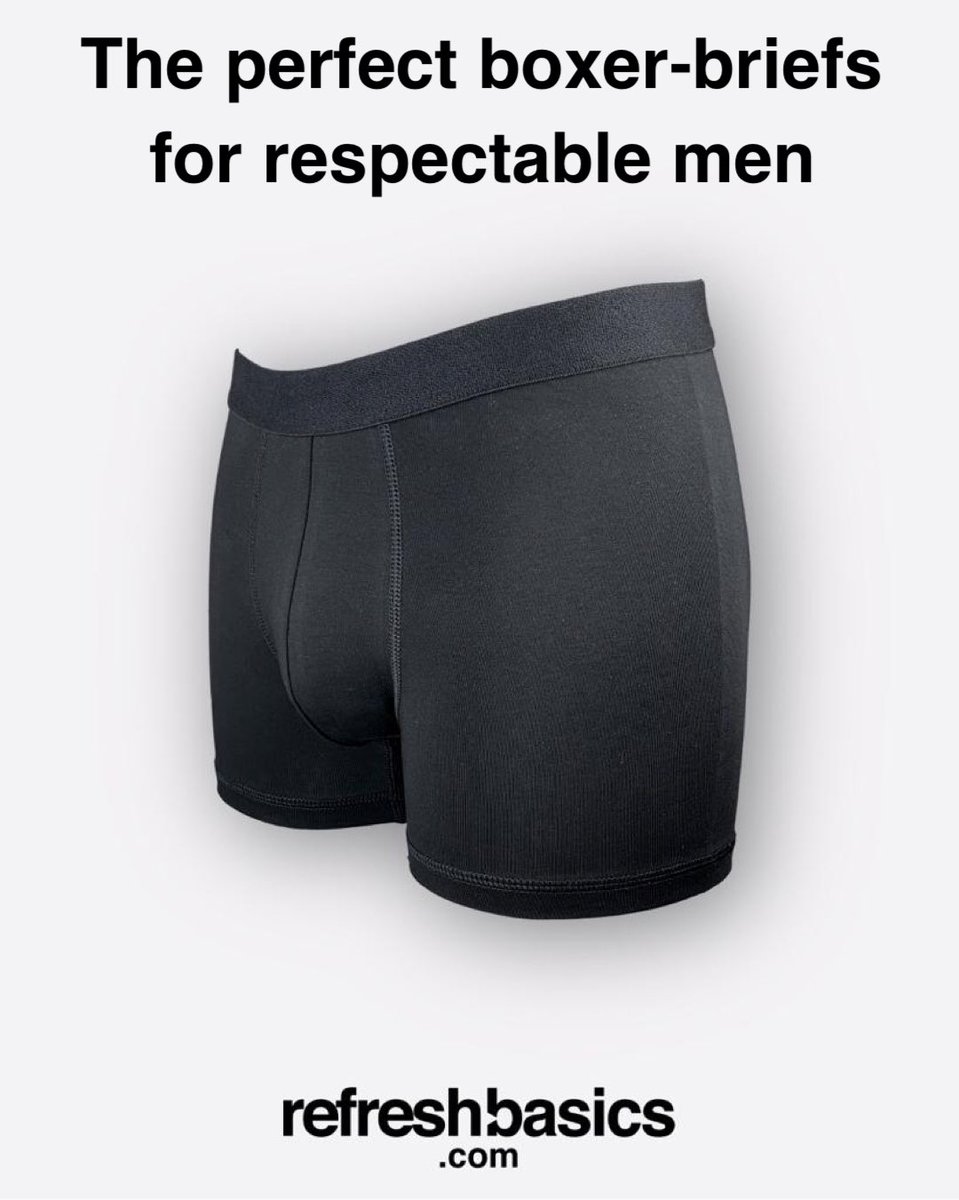 The perfect boxer-briefs for respectable men. Get yours now at refreshbasics.com #RespectableUnderwear #RichBlack