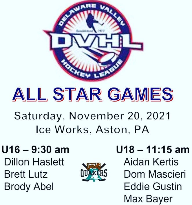 Congratulations to our Quakers All Star Players!!!  Come out and cheer them on this Saturday, starting at 9:30 a.m.

Have a GREAT time boys!!!!