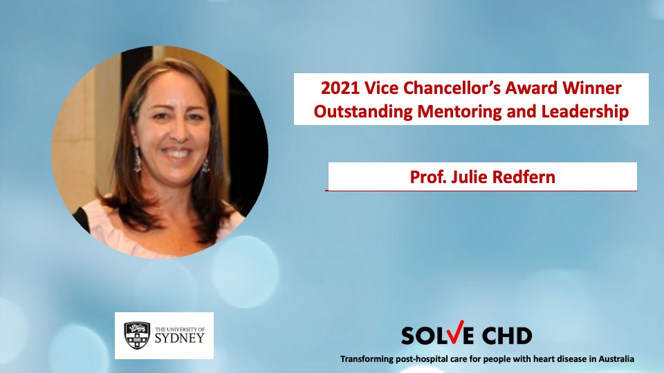 SOLVECHD's tweet photo. 📢📢It is with the greatest pleasure to announce #SOLVECHD's Principal Investigator Prof @JRedHeart has been awarded the 2021 #VCAward @Sydney_Uni for her outstanding #mentoring and #leadership! Huge congratulations @JRedHeart for this amazing and well deserved achievement! 🎉 https://t.co/WGlvCFa87l