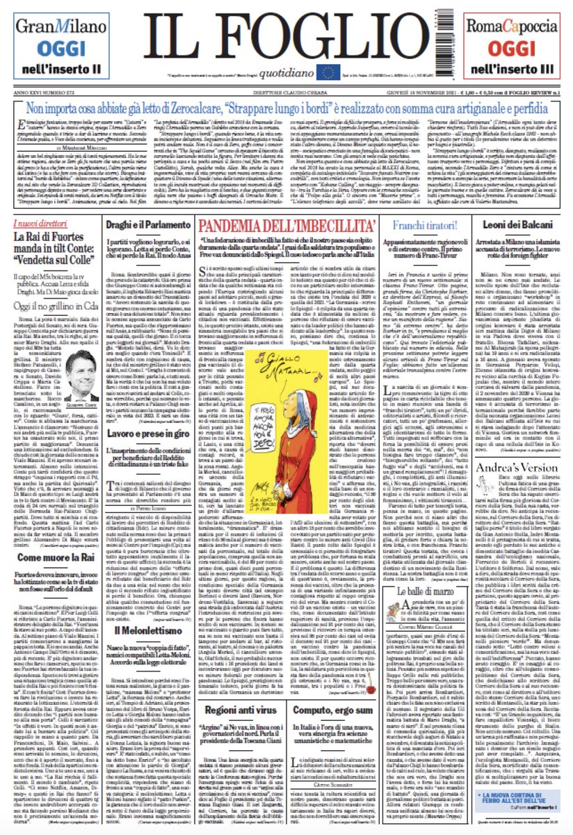 ilfoglio_it's tweet photo. Ecco la prima pagina del Foglio. Clicca qui per leggerlo online https://t.co/hmuNtO4sVN https://t.co/ZMBfbfQ6b5