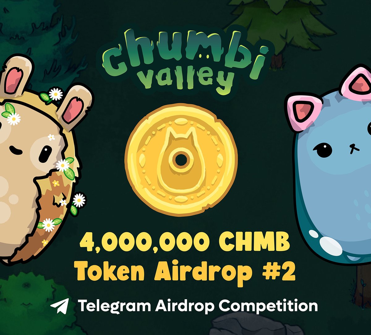 Hey Chumbi Gang! 💚 🙏 You are the most incredible, rapidly growing, & super supportive community! So we want to thank you with our second $CHMB airdrop campaign 🏆 4,000,000 $CHMB will be given away! 🎁 JOIN HERE: t.me/CHUMBIVALLEY_B… #Airdrops #play2earn #nftgame #nft