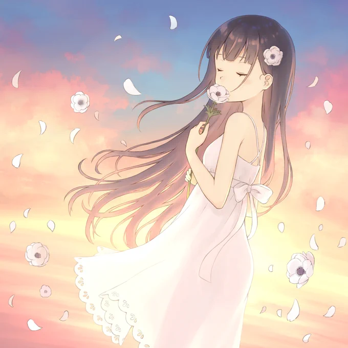 夕暮れに散る 
