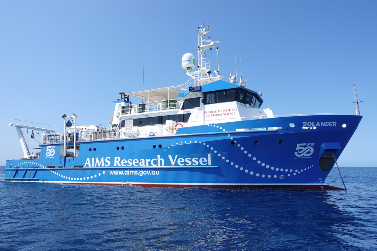 aims_gov_au's tweet photo. Notice something different on the hulls of our research vessels?

#RVSolander and #RVCapeFerguson are heralding AIMS’ 50th anniversary in 2022!

We are looking forward to celebrating this wonderful milestone next year, and our vessels are a fitting way to start🥳 https://t.co/NDyPH7b8ax