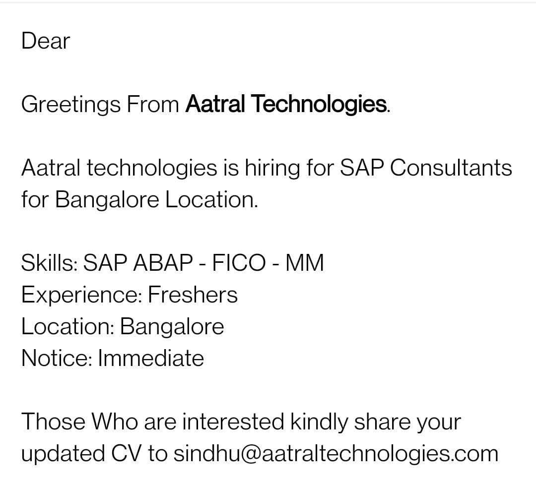GlobalCoachITA1's tweet photo. SAP Jobs for freshers
#sap #fico #finance #Hiring #bangalorejobs #job https://t.co/llv91DkbTP