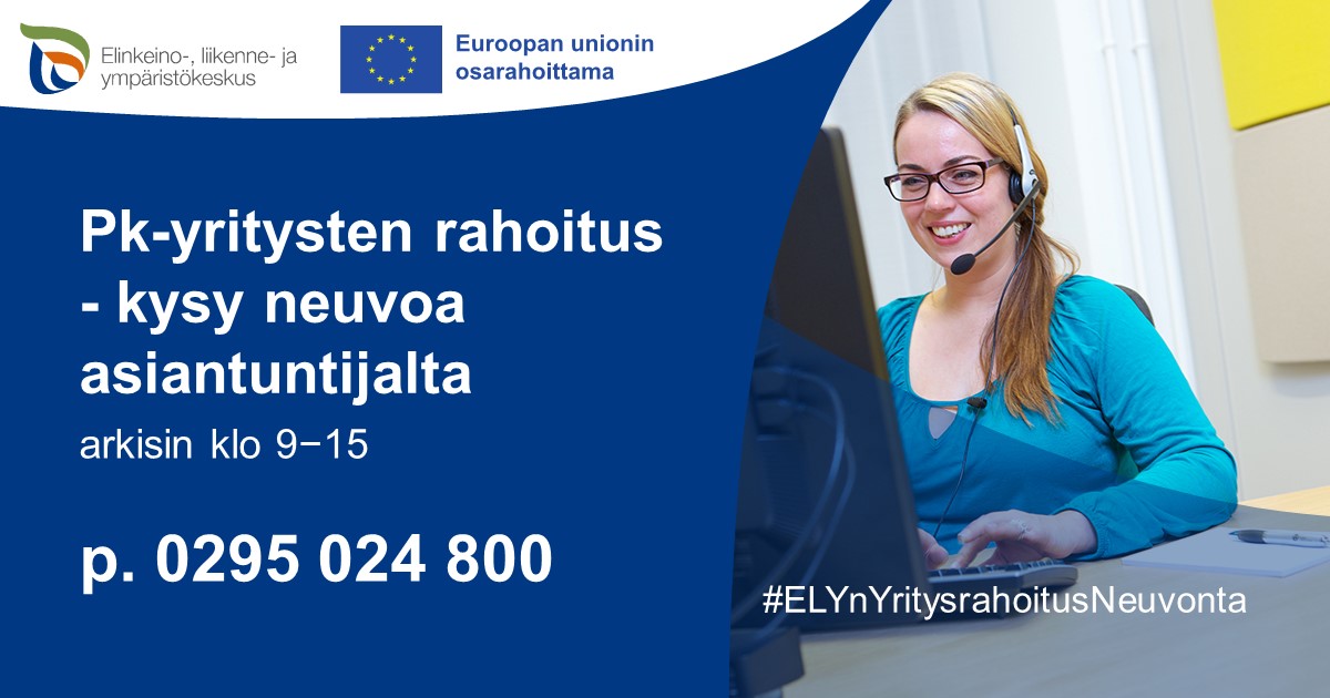 SATELYkeskus's tweet photo. Yrittäjä, askarruttaako ELY-keskuksen yritysrahoituksen hakeminen? Uusi pk-yritysten rahoitus - kysy neuvoa asiantuntijalta -palvelu on apunasi! Ota yhteyttä arkisin 9–15 p. 0295 024 800. https://t.co/VsCi3RRnOn #ELYnYritysrahoitusNeuvonta #ELYkeskus #pkyritys #yritysrahoitus https://t.co/cmbySMJ7AM