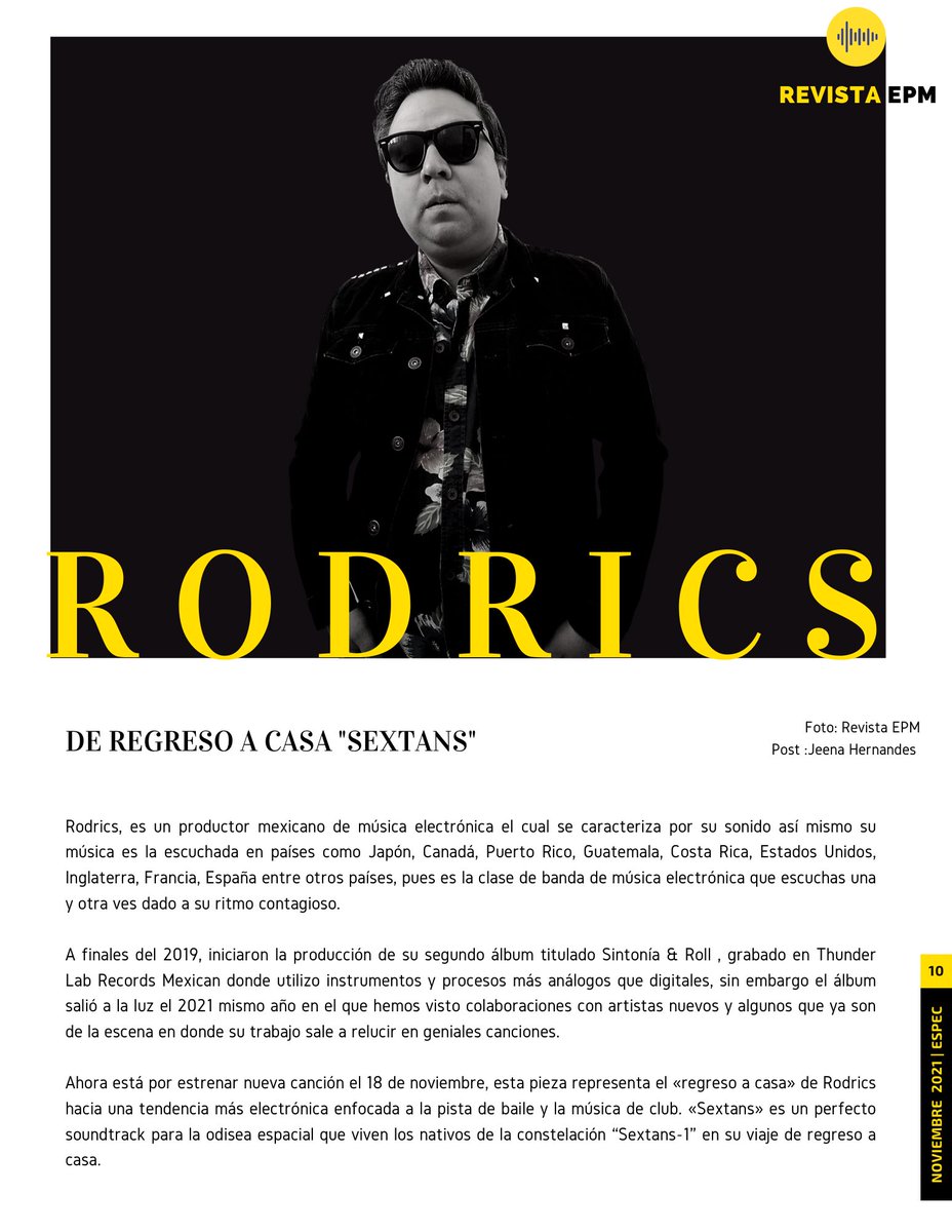 RevistaEpm's tweet photo. @irodrics De regreso a Casa con su nuevo single “Sextans” https://t.co/txOLV72pCW