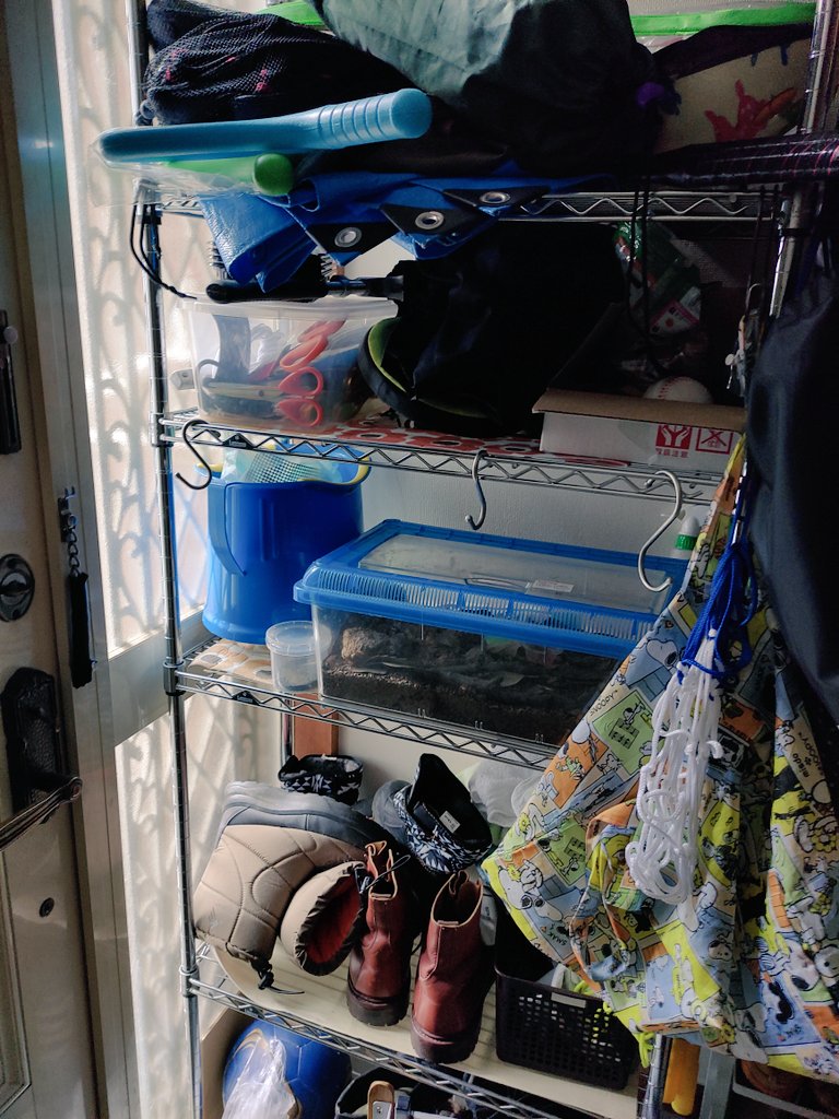 Declutteringdad's tweet photo. 断捨離その57。

玄関の棚を整理する。遊び道具はまとめて別の場所へ移動。靴やサンダルを数足、使わない靴クリーム、家庭菜園用品などで30Lゴミ袋が一杯になった。

お世話になりました。

#断捨離
#一日一捨
#捨て活 https://t.co/trOtPwjv3I
