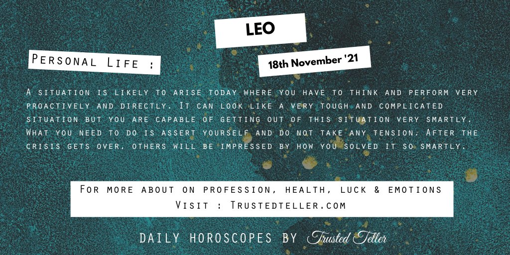 Trustedteller's tweet image. To know more, click on the link below.
trustedteller.com/horoscope

#Leo #Taurus #Scorpio #Sagittarius #Horoscope #ASTRO_GATEWAY_OPEN #ZodiacFacts