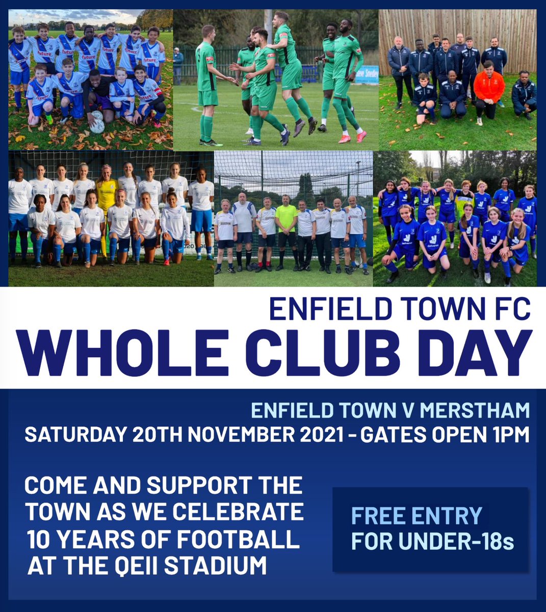 ETFCOfficial's tweet photo. ATTENDING ENFIELD TOWN FC’S WHOLE-CLUB DAY ON SATURDAY?
Of course you are ⚽️😜

Get yourself to the ClubShop+either treat yourselves to a 20th Anniversary Commemorative Shirt (with or without sponsors logo)or a 10th Anniversary Queen Elizabeth II Stadium souvenir

Up The Towners https://t.co/iM5FOXkO6w