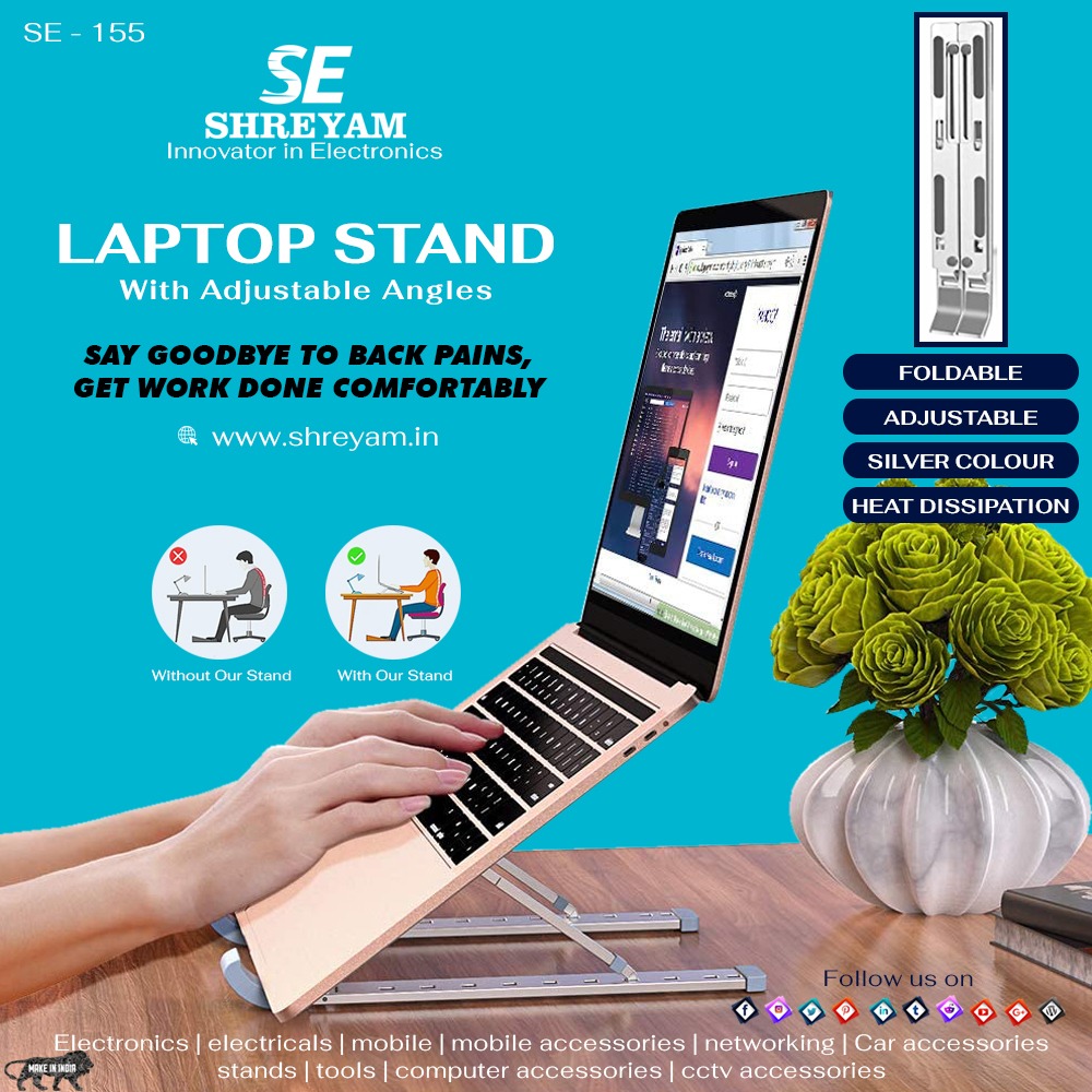 SE_Shreyam's tweet photo. Working on a laptop means lots of back pain, bad posture. Say Bye to the back pain &amp; let's welcome this innovative Laptop stand to your home. It's so lightweight that you can carry it anywhere. 
#Shreyam #ShreyamIndia #laptopstand #innovative #easytocarry #easytocarrystand #WFH https://t.co/SNbielHa3B