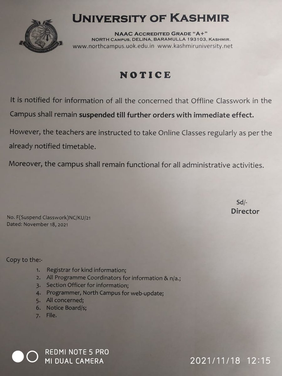 ncUok's tweet photo. Offline class work suspended till further orders https://t.co/eYZvu7dUgN