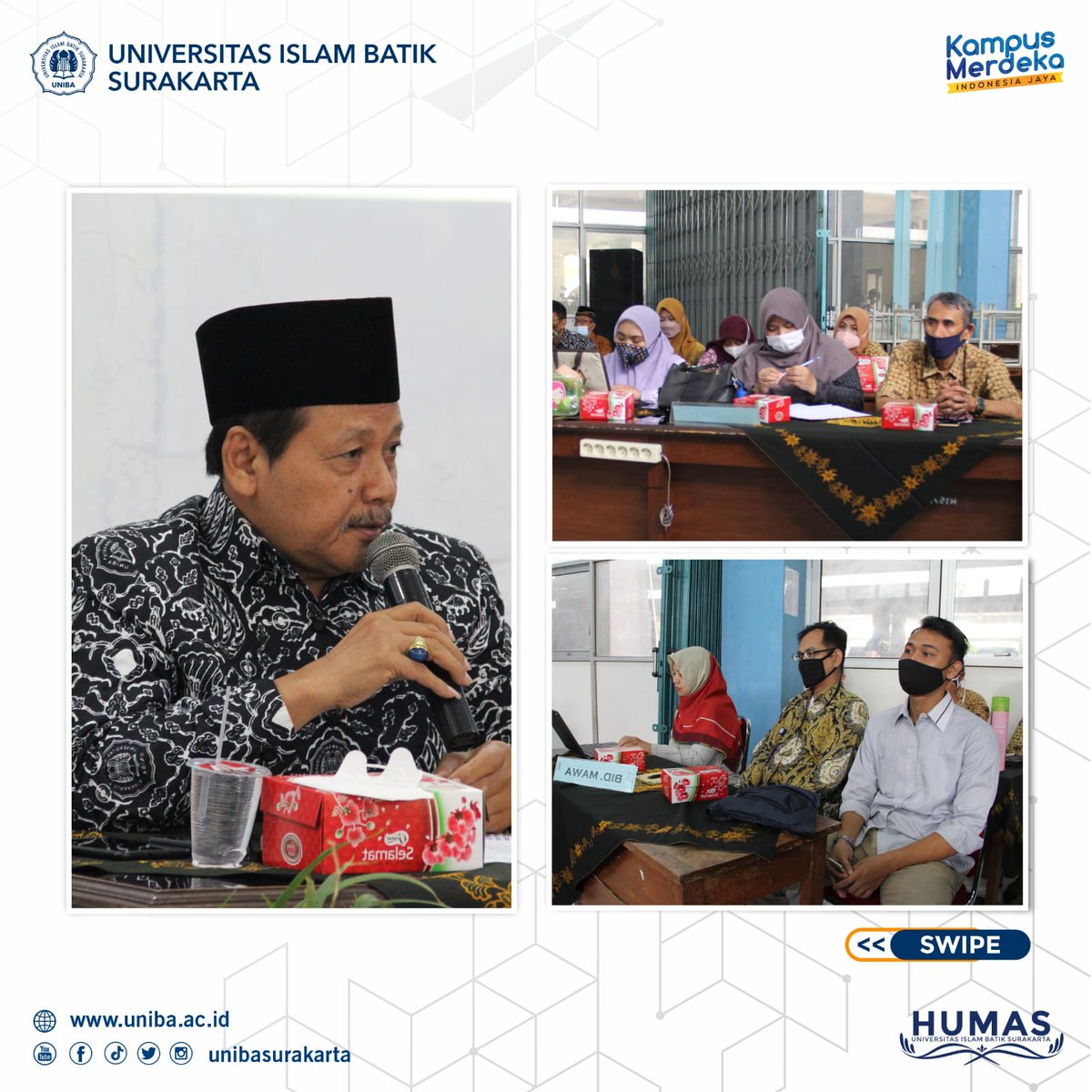 UIBSurakarta's tweet photo. Acara Pra-Raker Universitas Islam Batik Surakarta digelar di ruang Sidoluhur dengan menghadirkan jajaran rektorat, pimpinan fakultas, program studi, biro, lembaga, dan unit.
Dengan agenda evaluasi implementasi program kerja pada tahun 2021.

#unibasurakarta #praraker #surakarta https://t.co/DX7k6UXQiw