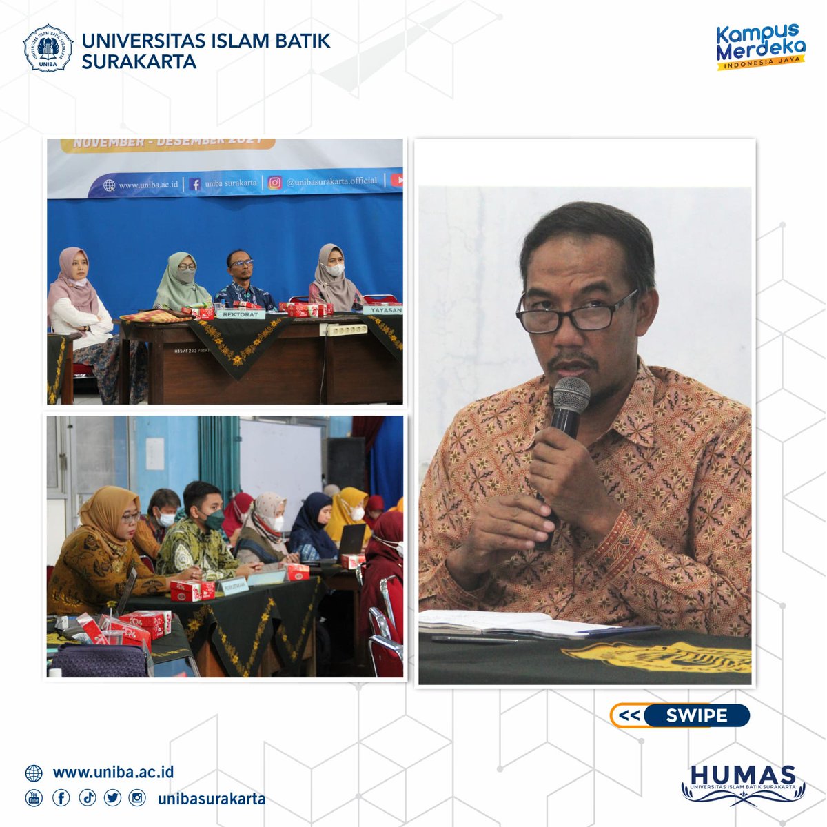 UIBSurakarta's tweet photo. Acara Pra-Raker Universitas Islam Batik Surakarta digelar di ruang Sidoluhur dengan menghadirkan jajaran rektorat, pimpinan fakultas, program studi, biro, lembaga, dan unit.
Dengan agenda evaluasi implementasi program kerja pada tahun 2021.

#unibasurakarta #praraker #surakarta https://t.co/DX7k6UXQiw