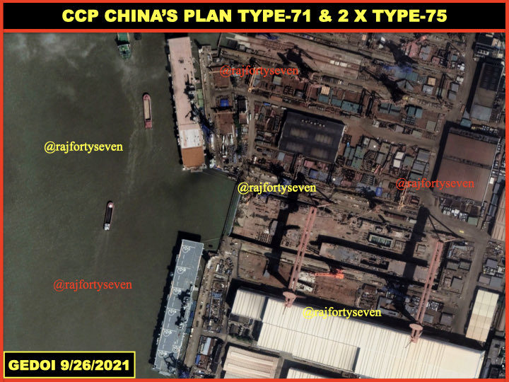 rajfortyseven's tweet photo. #CCP #China #PLAN’s 2 X #Type75 & #Type71 fitting out & under construction.
The #Type71 is possibly for export to #Thailand. https://t.co/SWMVrjfMvW