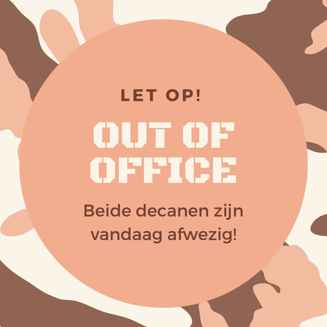 DecanaatMCT's tweet photo. In verband met een voorlichting van Defensie zijn beide decanen vandaag afwezig en niet per mail bereikbaar. 
Maandag staan we uiteraard weer voor je klaar https://t.co/qGJ8hlcrp3