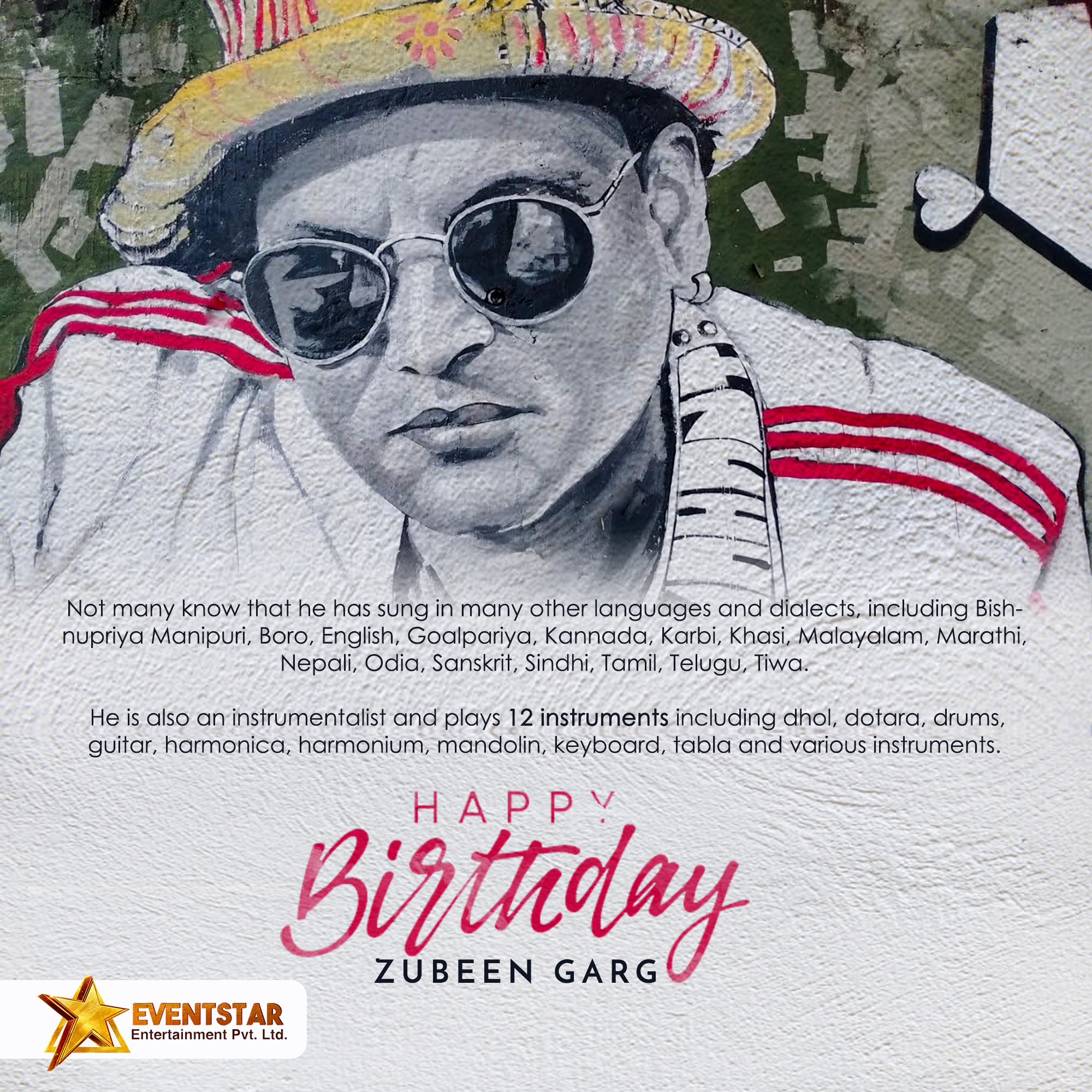 \Happy Birthday Zubeen Garg. You are such a spectacular artist ! Keep shining like a diamond\ 