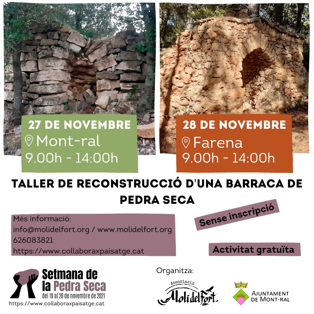 molidelfort's tweet photo. Per al proper cap de setmana  us proposem...
@ajmontral @setmanadelapedraseca. 

#pedraseca #setmanapedraseca #barraca #muntanyesdeprades #reconstrucció #oficisantics #recuperempaisatge #montral #farena #associaciomolidelfort #xcn #novembre2021 #activitatgratuïta https://t.co/QJrOwhLYQR
