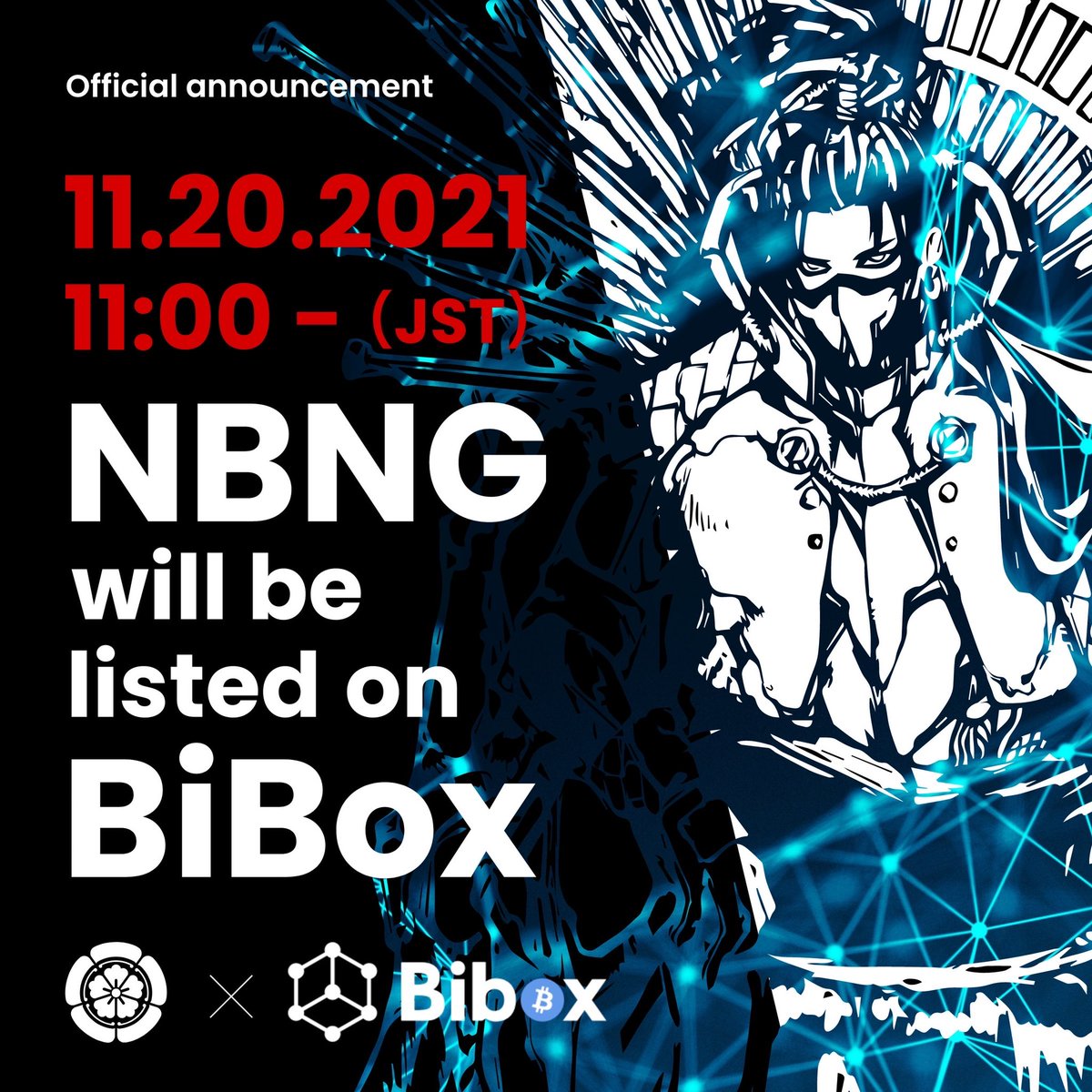 nbng_nobunaga's tweet photo. NBNG will be listed on Bibox 
#Bibox #RAKUZA #NBNG https://t.co/hSd9OEzP34