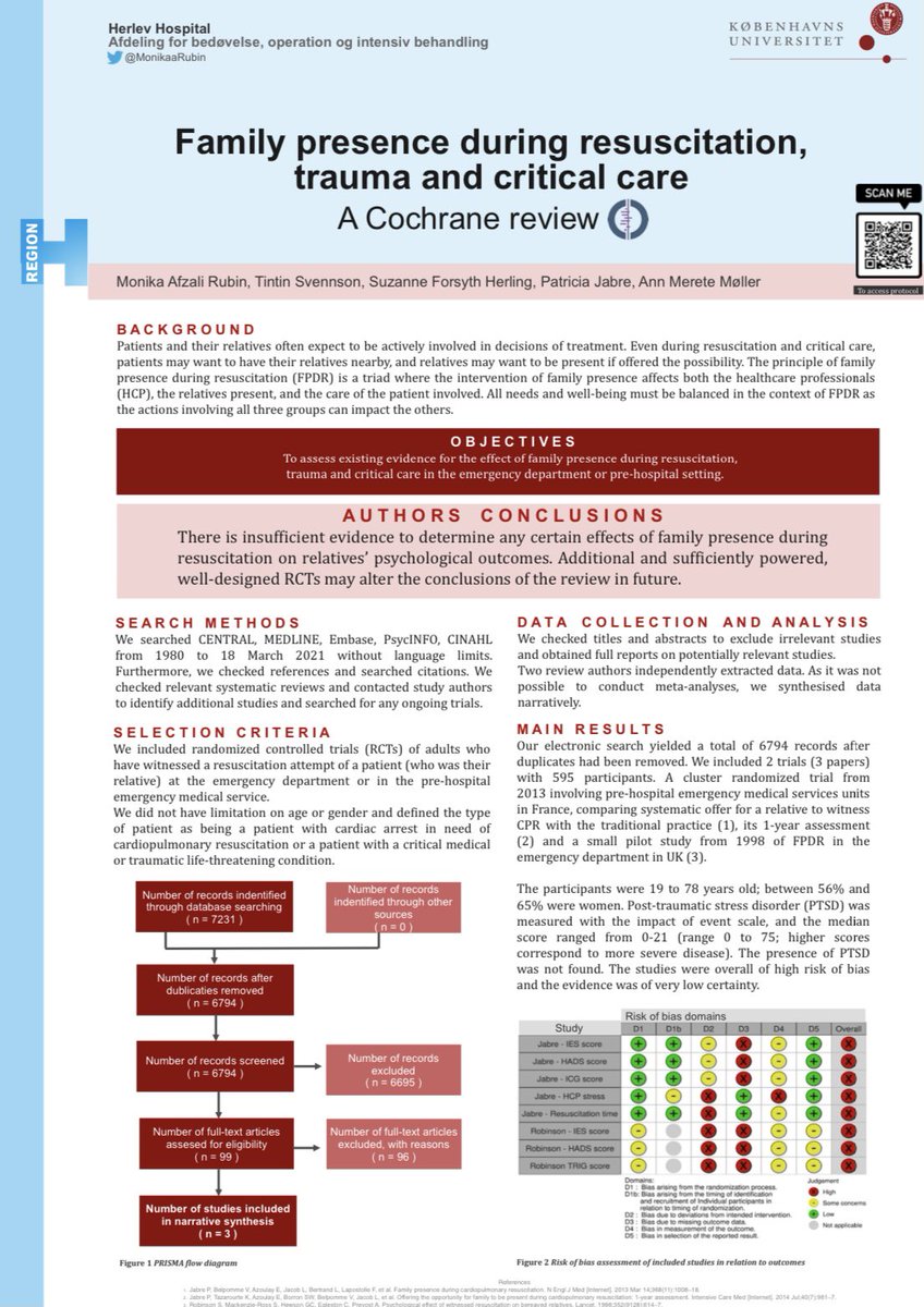MonikaaRubin's tweet photo. On my way to #dasaim21 @DASAIMdk conference to get updated on anaesthesiology and intensive care research inð©ð°and to present the results of my @Cochrane_ACE systematic review about family presence during resuscitation #FPDR #FWR
Conclusion: the evidence isâ¬ïž ð€·ð»ââïž
#CochraneEvidence https://t.co/sN144NME90