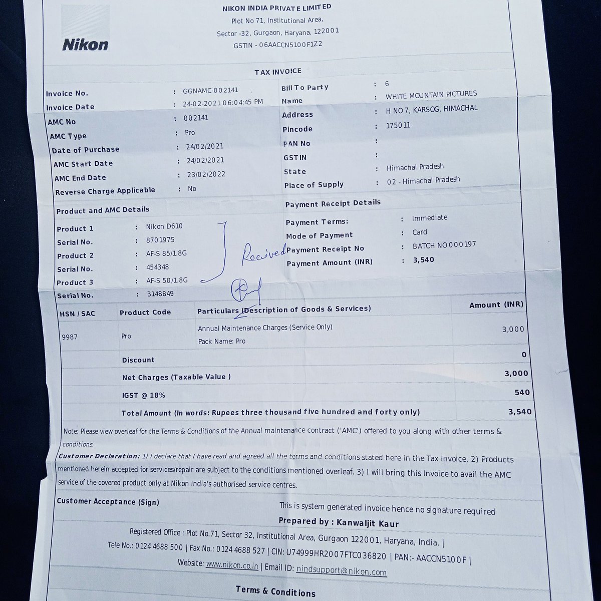 It is total shock to me that Nikon is cheating customers like this. I have a receipt stating I will get annual package three times service but now your employee at Gurugram service center said it's not valid. 

Is this a joke going on or you guys lost it <a href="/NikonUSA/">NikonUSA</a> <a href="/NikonIndia/">Nikon India Official</a>