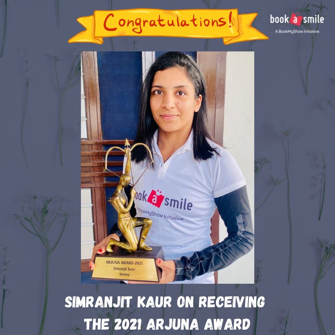 BookAChange (@bookachange) on Twitter photo A proud moment!!! Simranjit Kaur, supported by @BookASmileIndia who made her debut at the Tokyo Olympics this year receives the 2021 Arjuna Award!This award is a recognition of her achievements over the past few years. We wish her all the best for her future!
<a href="/Simranjitboxer/">Simranjitkaur</a> A proud moment!!! Simranjit Kaur, supported by @BookASmileIndia who made her debut at the Tokyo Olympics this year receives the 2021 Arjuna Award!This award is a recognition of her achievements over the past few years. We wish her all the best for her future!
<a href="/Simranjitboxer/">Simranjitkaur</a>